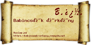 Babincsák Örkény névjegykártya